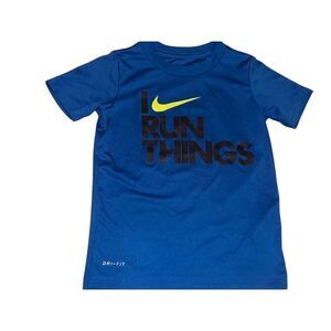 Nike I Run Things Blue Graphics Short Sleeve Boys Tee size 3-4 years